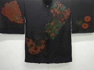 大正ロマン　漆花唐草模様織り出し一つ紋絵羽織